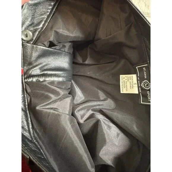 St John Sport Pants Womens 6 Black Leather Boot Cut  High Rise Trousers Y2K EUC - Picture 9 of 10
